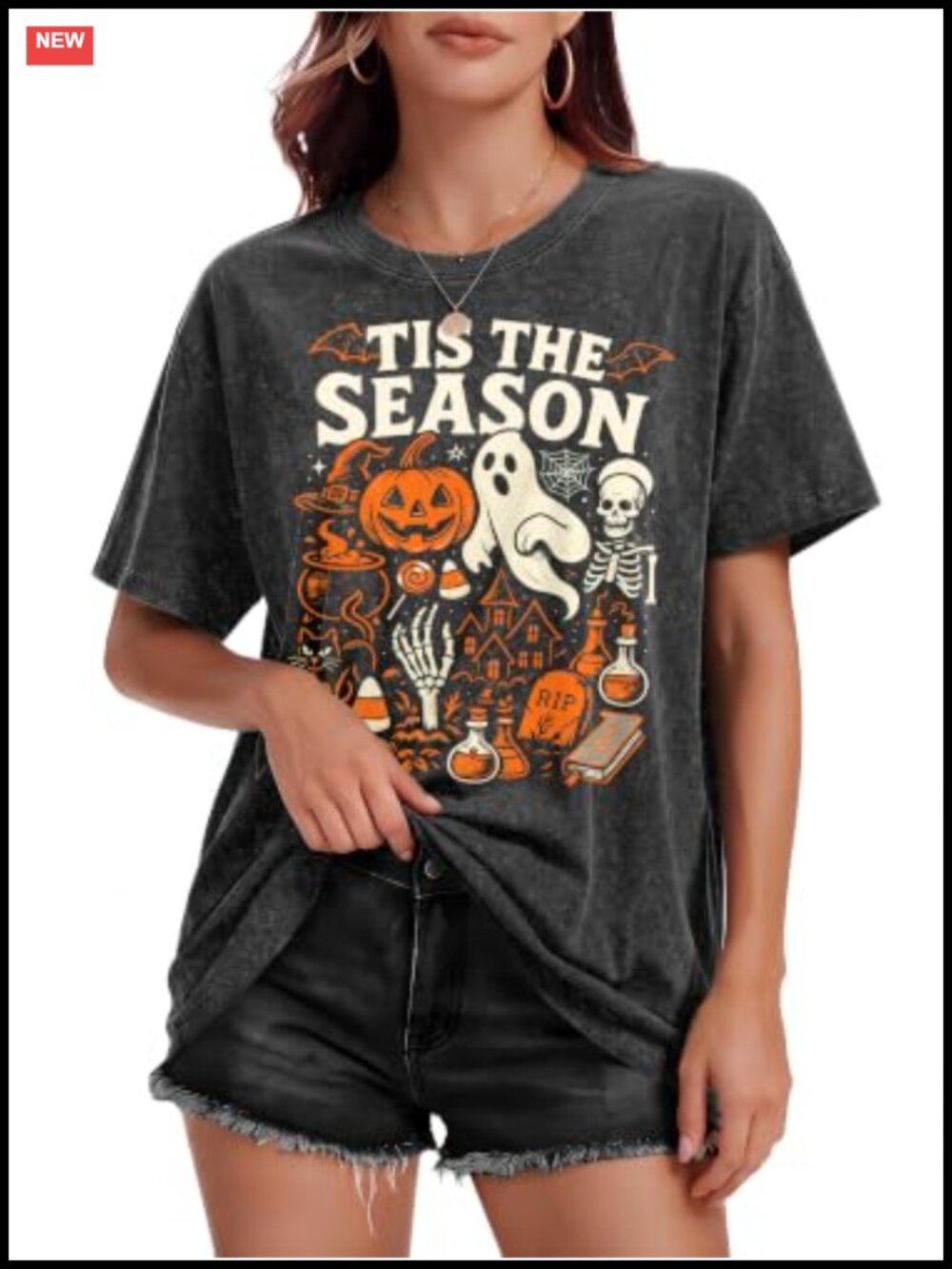 Women's Halloween Graphic Tee Short Sleeve Crew Neck 100% Cotton Fall T-Shirt